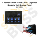4 Rocker Switch + Dual USB + Cigarette Socket + Volt Display Panel-11