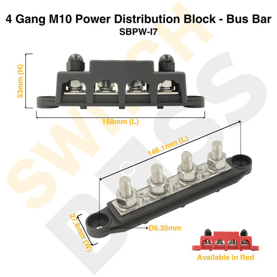 Sizing Guide 4 Gang M10 Power Distribution Block - Bus Bar