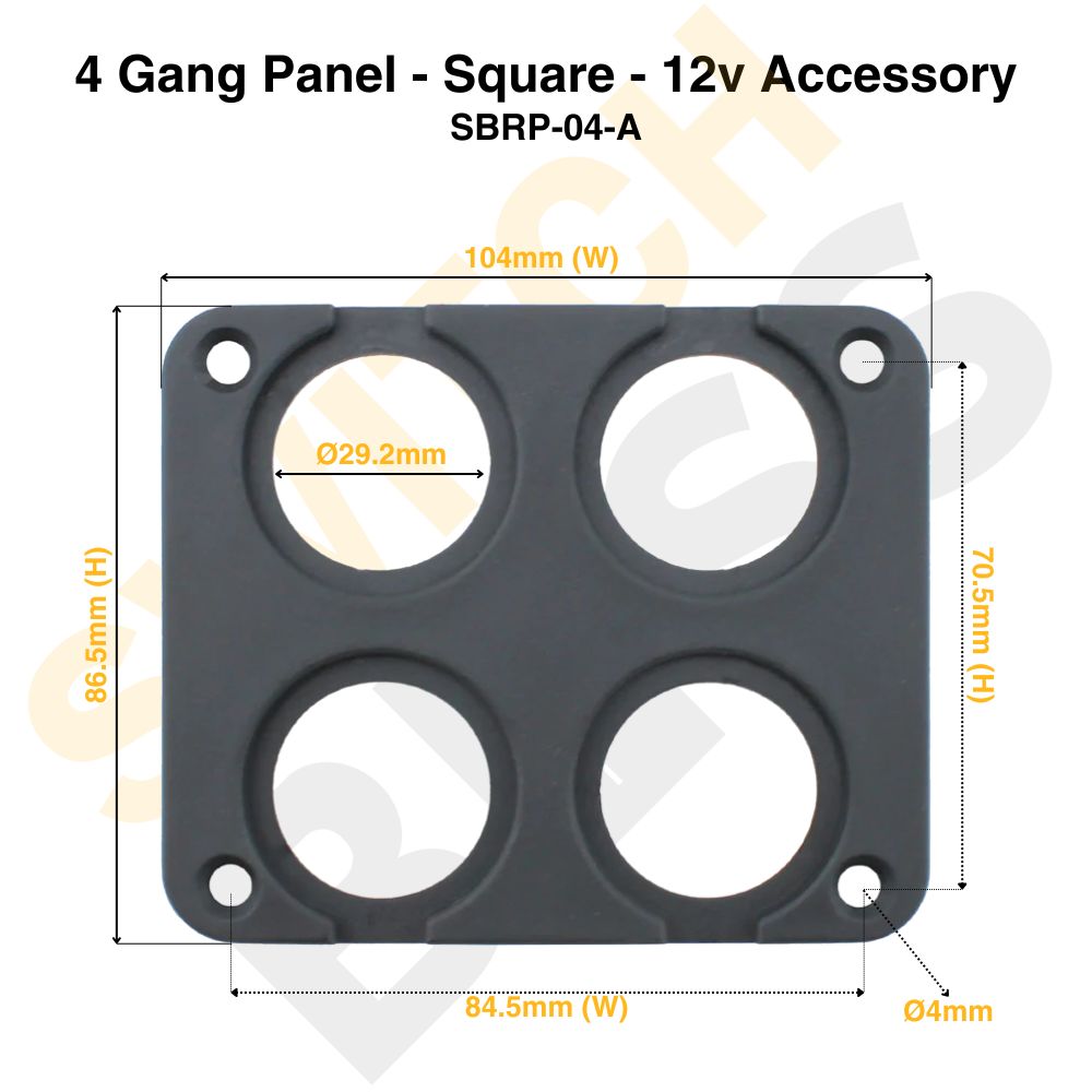 4 Gang Panel - Square - 12V Accessory