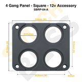 4 Gang Panel - Square - 12v Accessory