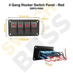 4 Gang Rocker Switch Panel - Red