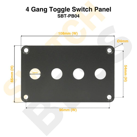 4 Gang 12mm Toggle Switch Panel