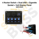4 Rocker Switch + Dual USB + Cigarette Socket + Volt Display Panel-11