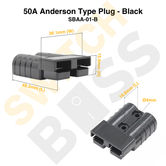 50A Anderson Type Plug - Black