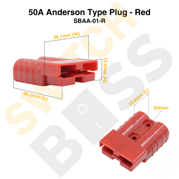 50A Anderson Type Plug - Red