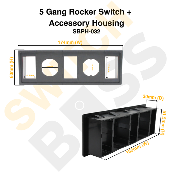 5 Gang Rocker Switch + Accessory Housing