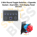 5 Mini Round Toggle Switches + Cigarette Socket + Dual USB + Volt Display Panel-10