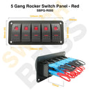 Sizing Guide 5 Gang Rocker Switch Panel - Red