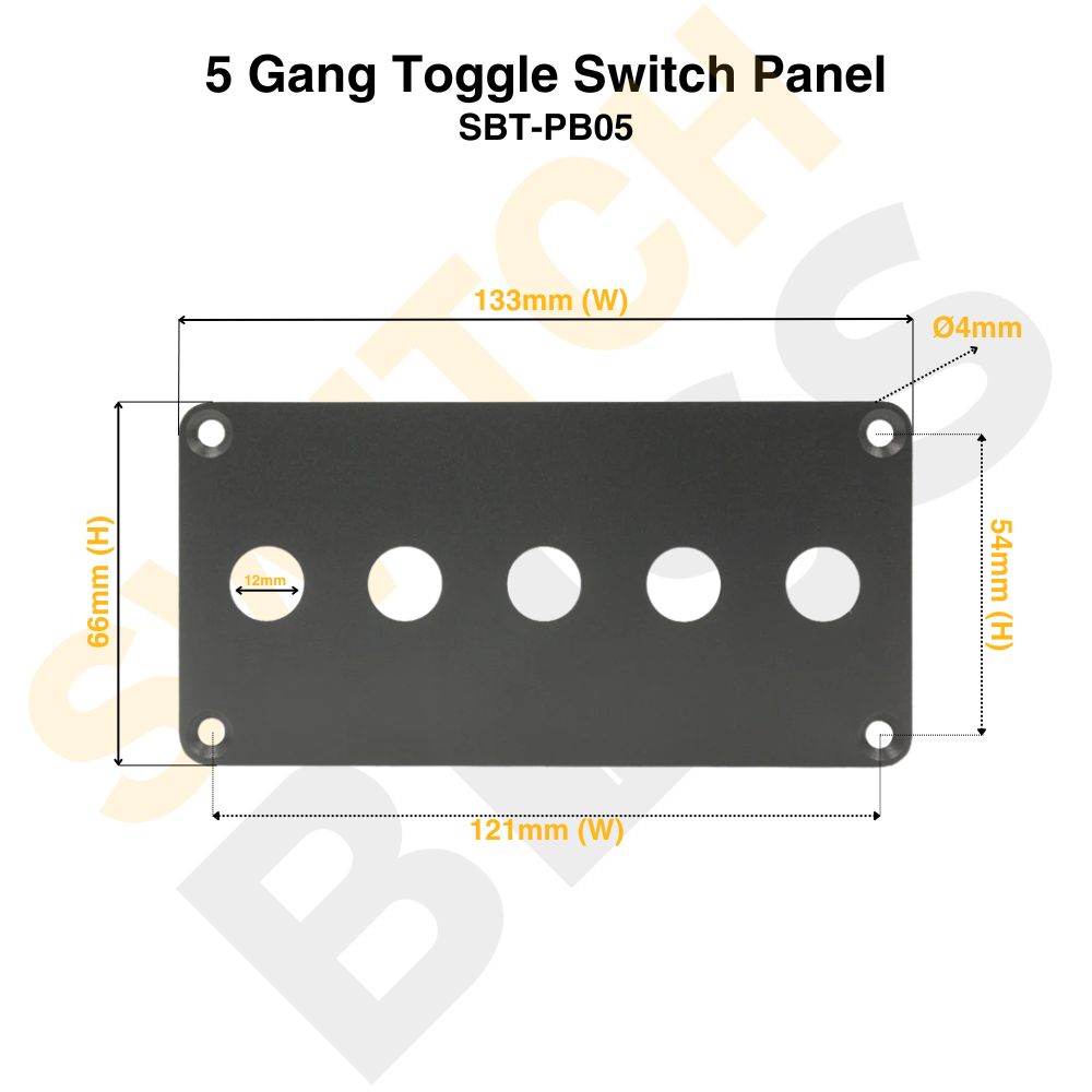 5 Gang 12mm Toggle Switch Panel