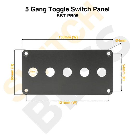 5 Gang 12mm Toggle Switch Panel