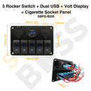 5 Rocker Switch + Dual USB + Volt Display + Cigarette Socket Panel-8