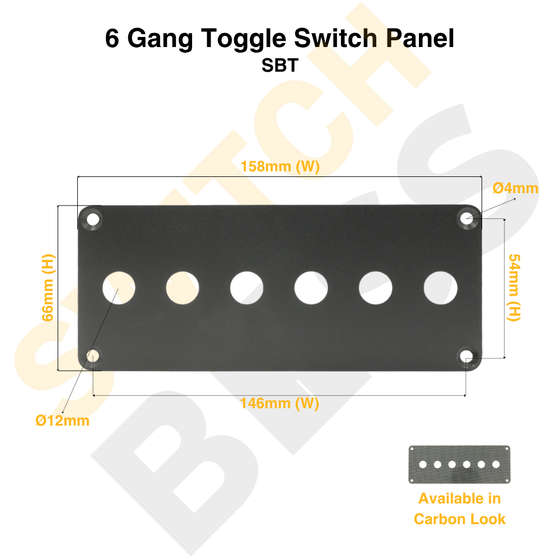 6 Gang 12mm Toggle Switch Panel