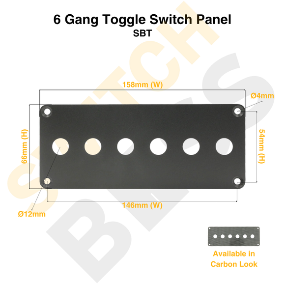 6 Gang 12mm Toggle Switch Panel