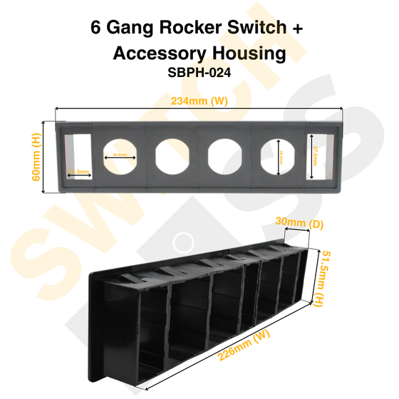 6 Gang Rocker Switch + Accessory Housing