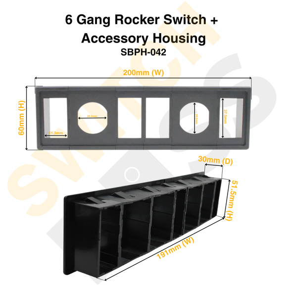 6 Gang Rocker Switch + Accessory Housing