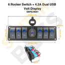 6 Rocker Switch + 4.2A Dual USB Volt Display-9