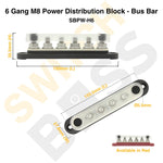 Sizing Guide 6 Gang M8 Power Distribution Block - Bus Bar