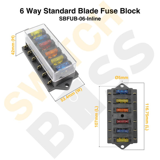 6 Way Standard Blade Fuse Block