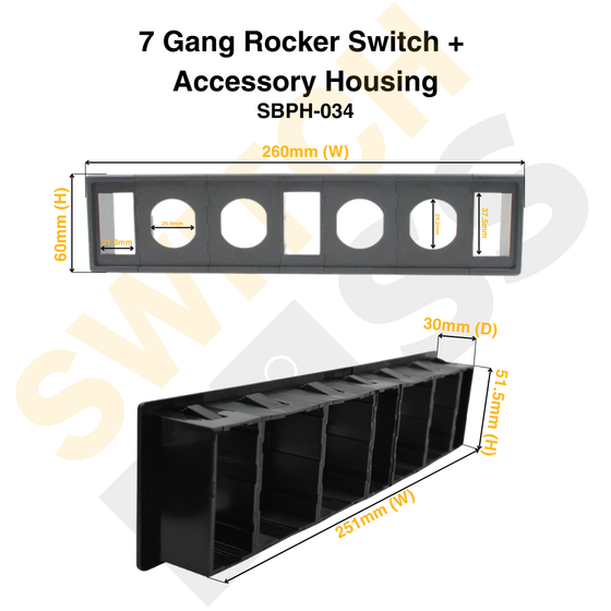 7 Gang Rocker Switch + Accessory Housing