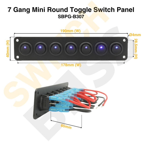 7 Gang Mini Round Toggle Switch Panel