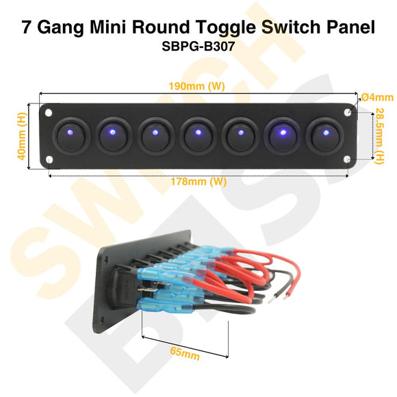 7 Gang Mini Round Toggle Switch Panel