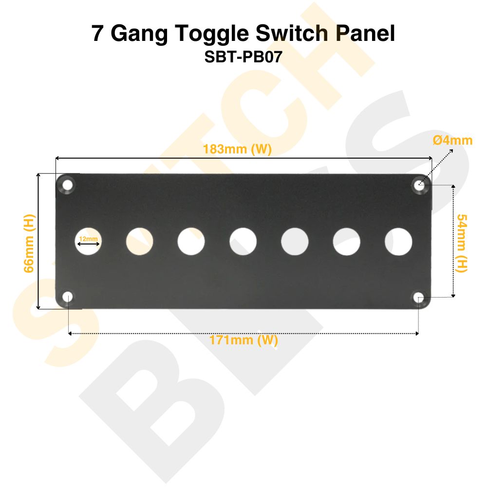 7 Gang 12mm Toggle Switch Panel