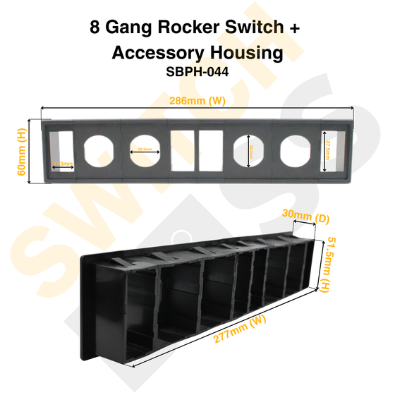 8 Gang Rocker Switch + Accessory Housing