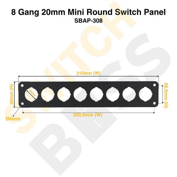 8 Gang 20mm Mini Round Switch Panel