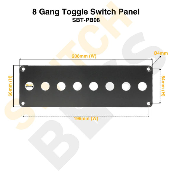 8 Gang 12mm Toggle Switch Panel
