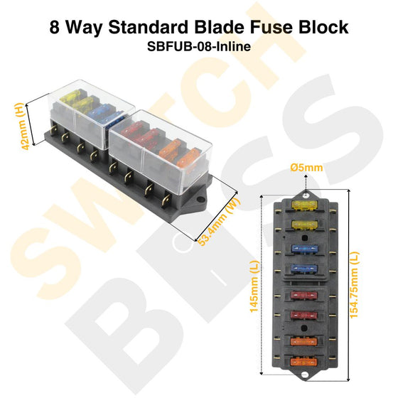 8 Way Standard Blade Fuse Block
