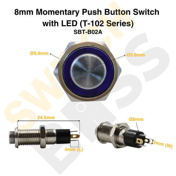 8mm Momentary Push Button Switch with LED (T-102 Series)