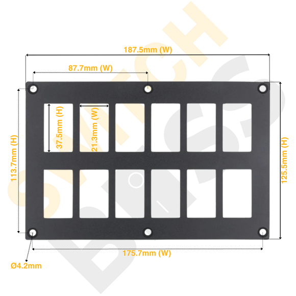 Aluminium 12 Gang Panel - Rocker Switch