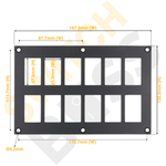 Aluminium 12 Gang Panel - Rocker Switch