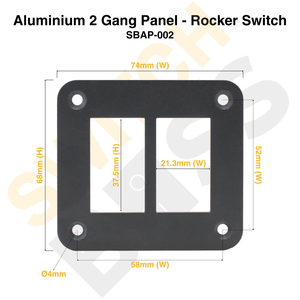 Aluminium 2 Gang Panel - Rocker Switch