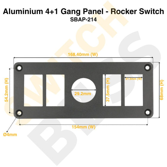 Aluminium 4+1 Gang Panel - Rocker Switch