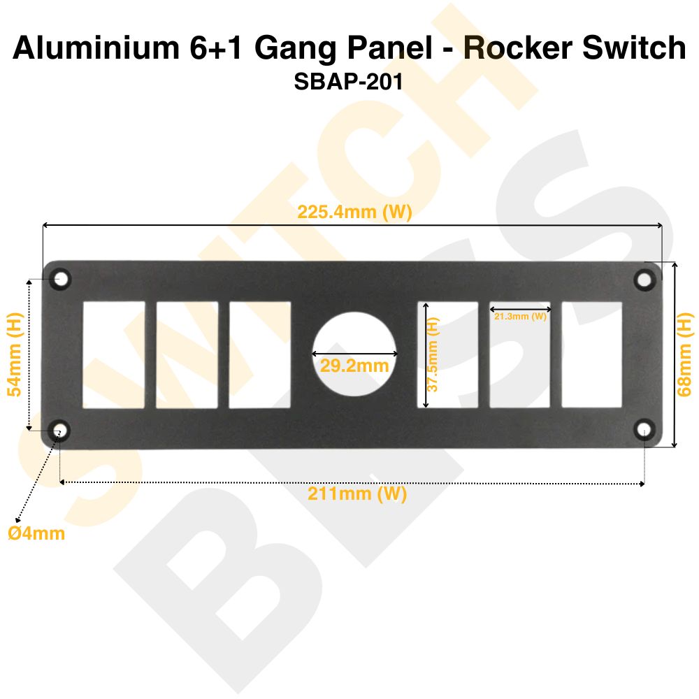 Aluminium 6+1 Gang Panel - Rocker Switch
