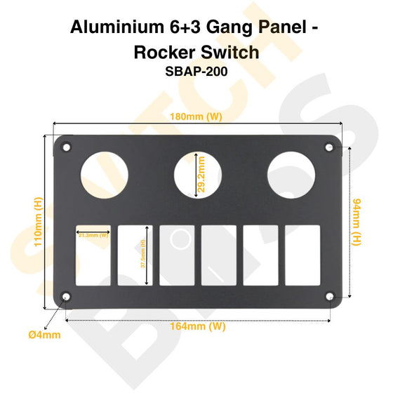 Aluminium 6+3 Gang Panel - Rocker Switch