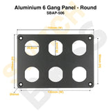 Aluminium 6 Gang Panel - Round