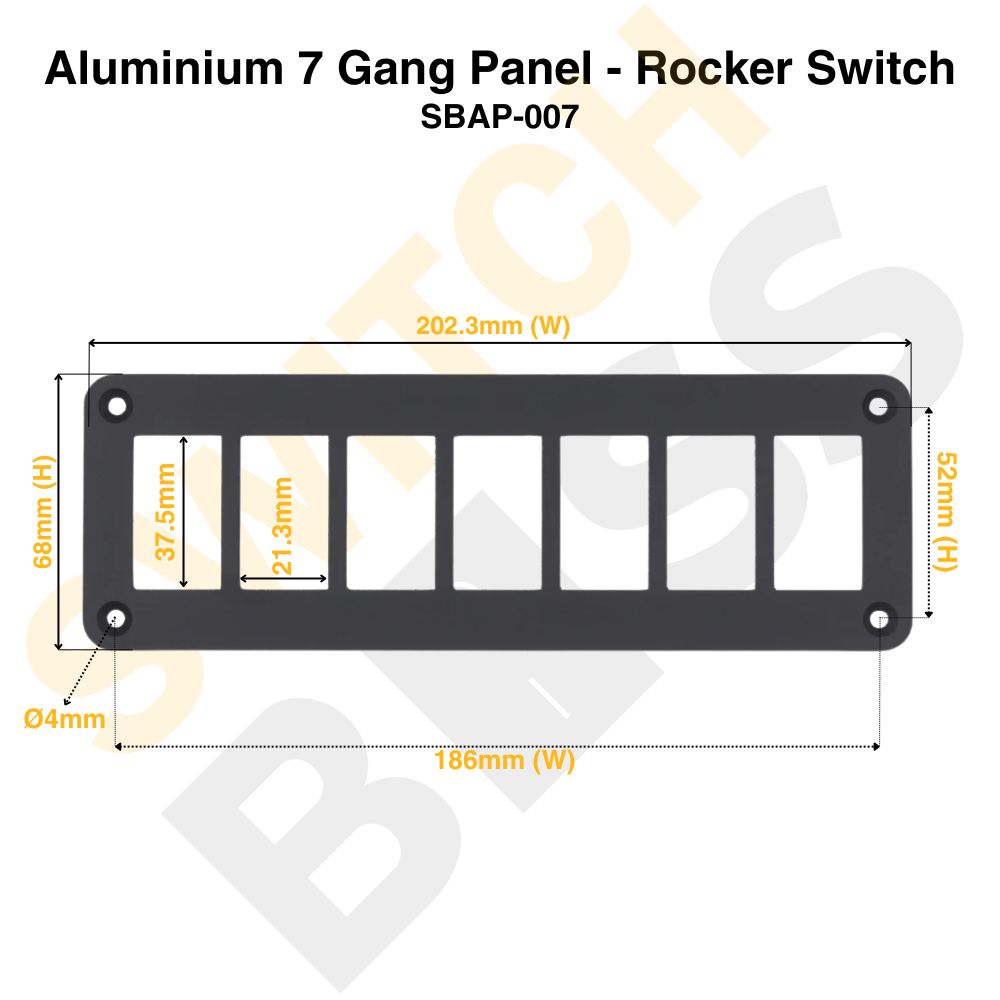 Aluminium 7 Gang Panel - Rocker Switch