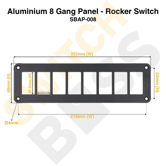 Aluminium 8 Gang Panel - Rocker Switch