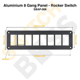 Aluminium 8 Gang Panel - Rocker Switch