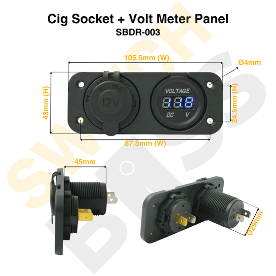 Cig Socket + Volt Meter Panel