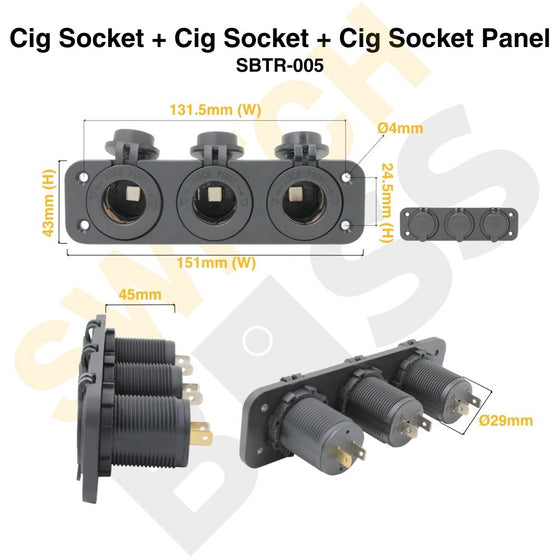 Cig Socket + Cig Socket + Cig Socket Panel