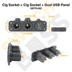 Cig Socket + Cig Socket + Dual USB Panel