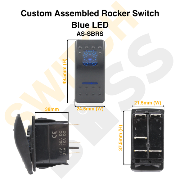 Custom Assembled Rocker Switch - Blue LED