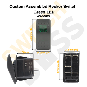 Custom Assembled Rocker Switch - Green LED - 0