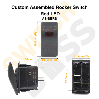 Custom Assembled Rocker Switch - Red LED - 0