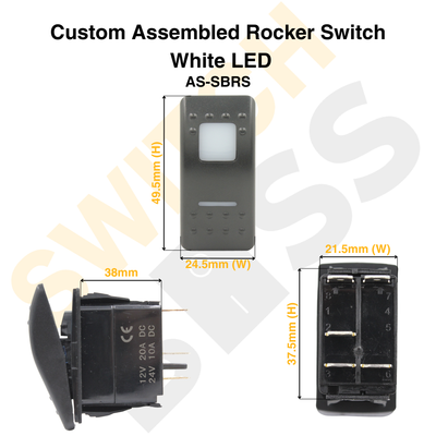 Custom Assembled Rocker Switch - White LED - 0