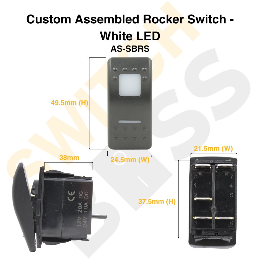 Custom Assembled Rocker Switch - White LED