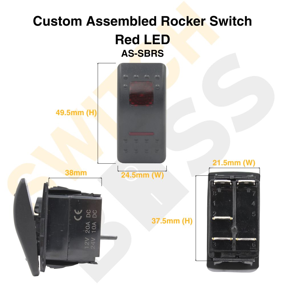 Custom Assembled Rocker Switch - Red LED